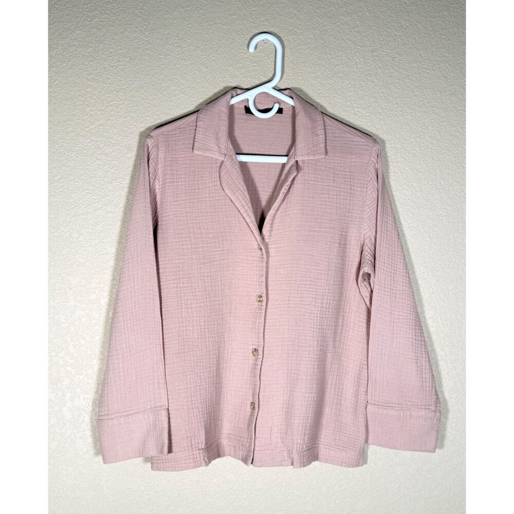 Jenni Kayne Blush Pink Cotton Gauze Pajama Shirt